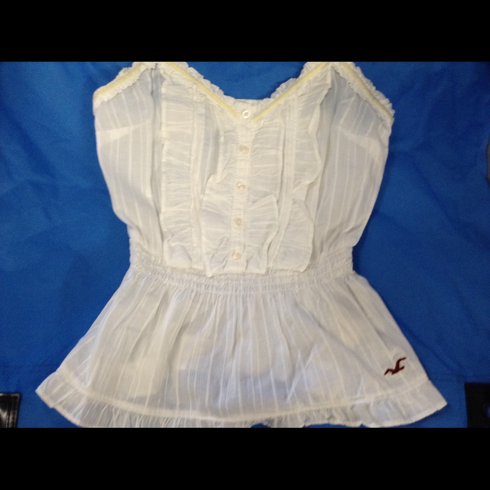 Hollister Cream Ruffled Tank Top